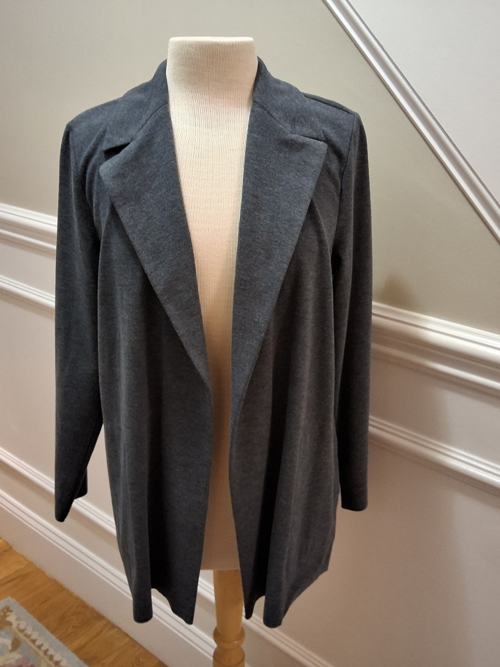 NIC+ZOE Open-Front Longline Blazer - Dark Blue/Gray